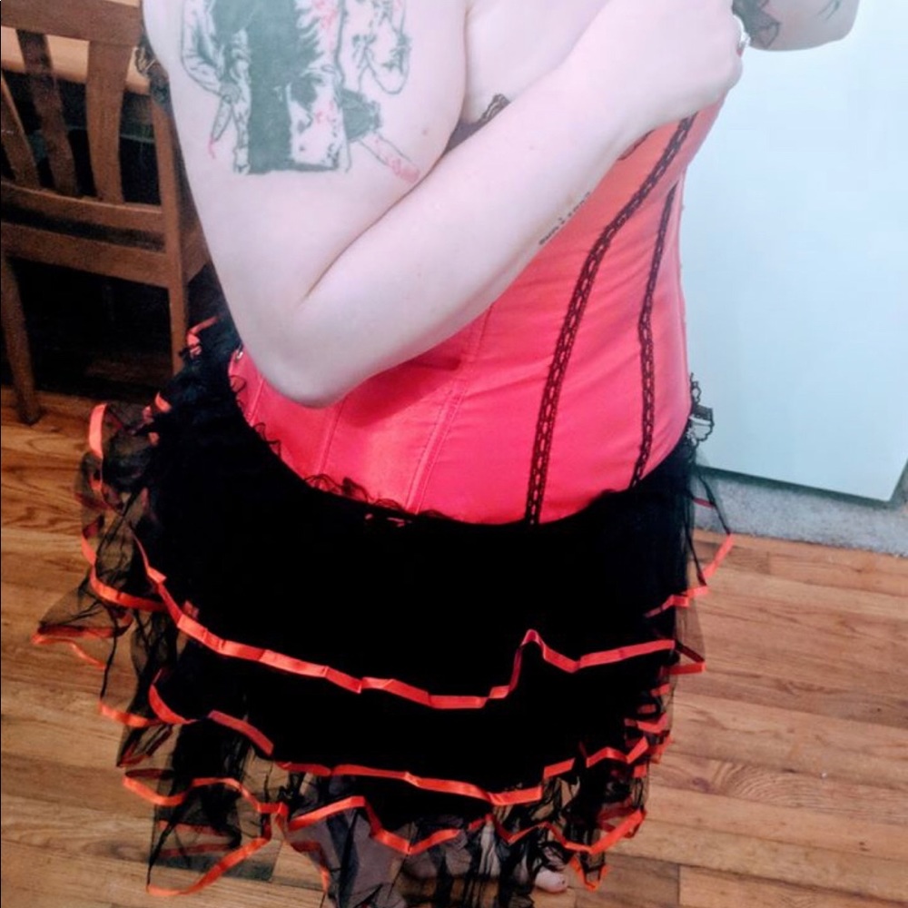Red and black Corset and skirt